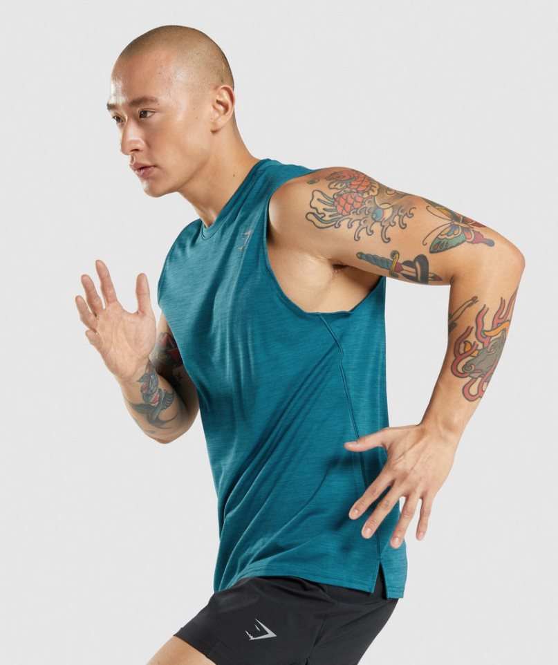 Men's Gymshark Speed Tanks Turquoise | NZ 7KFDXV